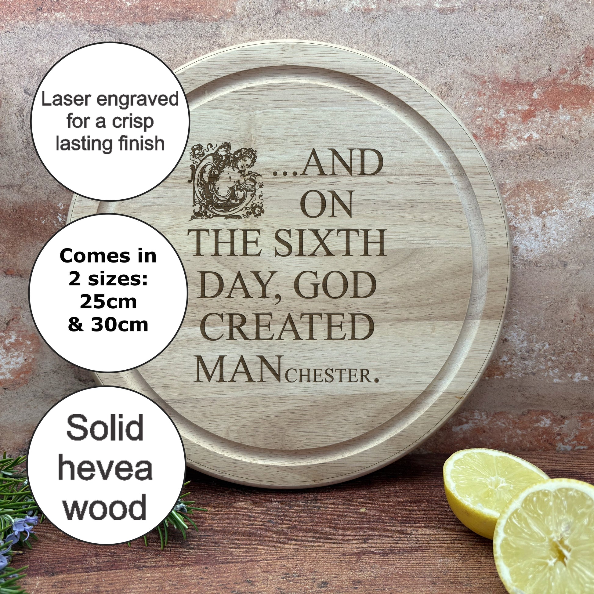 a wooden cutting board with some lemons on it