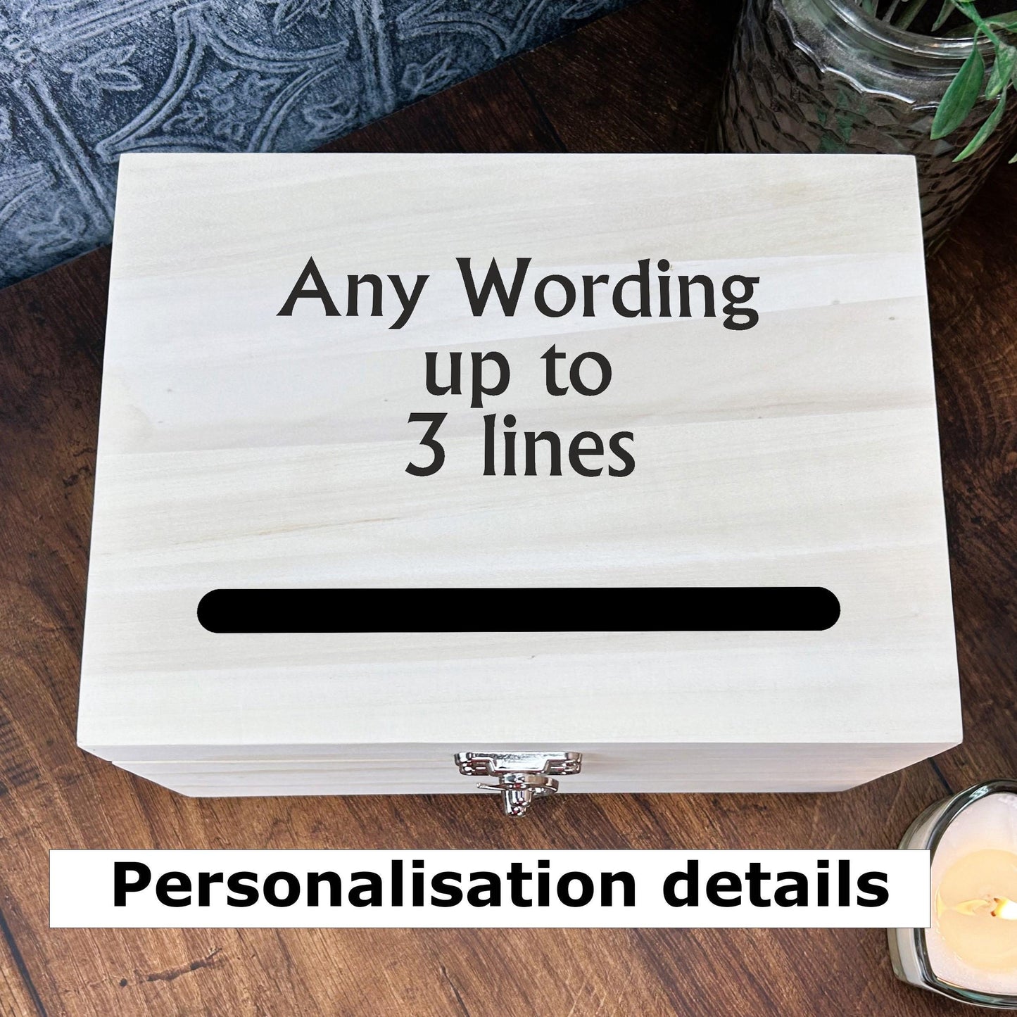 Personalised Wooden Ballot & Suggestion Box Guest Comments DropBox with Slot Lid