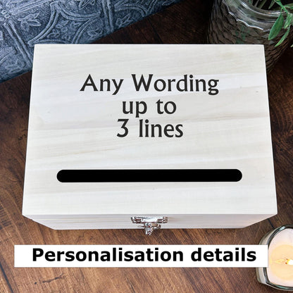 Personalised Wooden Ballot & Suggestion Box Guest Comments DropBox with Slot Lid