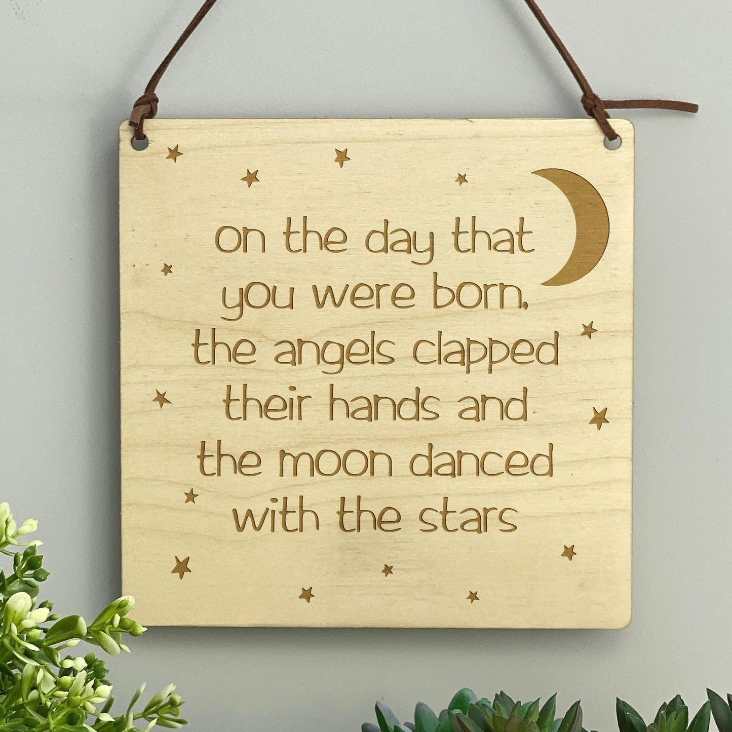 Moon Danced With The Stars - Personalised Plaque - New Baby Christening Gift