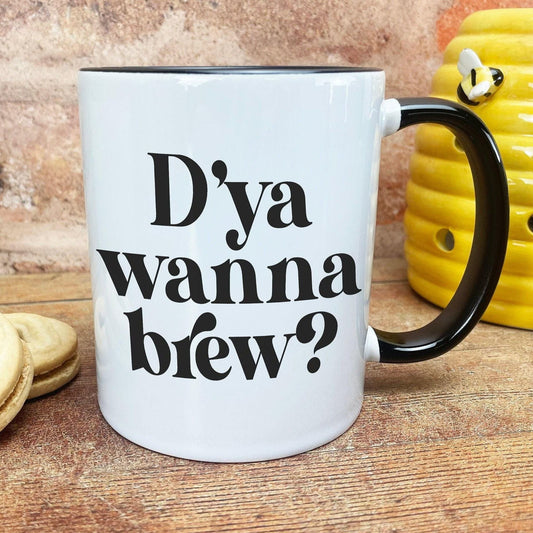 D'ya Wanna Brew Mancunian Quote - Personalised Ceramic Mug
