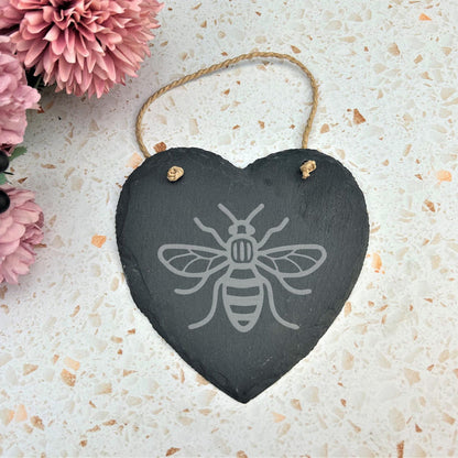 Manchester Bee - Slate Heart Plaque