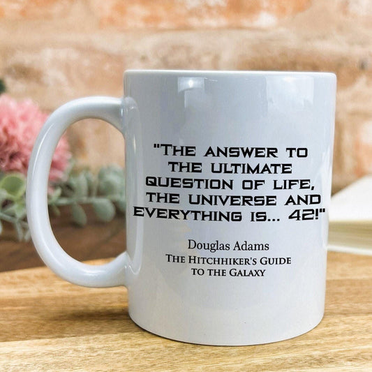 Hitchhiker's Guide to the Galaxy Douglas Adams Book Quote "Everything is 42" Classic Literature Mug