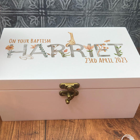 Watercolour Animals Name Personalised Jewellery Trinkets Box - Birthday Gift