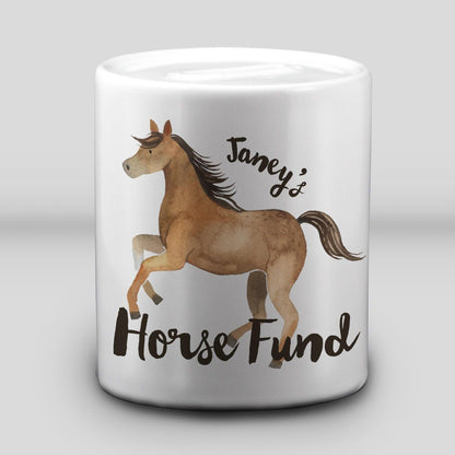 Horse Fund Horse Riding Savings - Personalised Ceramic Money Box - Birthday Gift