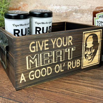 Ainsley Harriott Funny Kitchen Tidy / Caddy - Give Your Meat A Good 'Ol Rub - Cooking Gift - Present Kitchen Decor Housewarming - Christmas