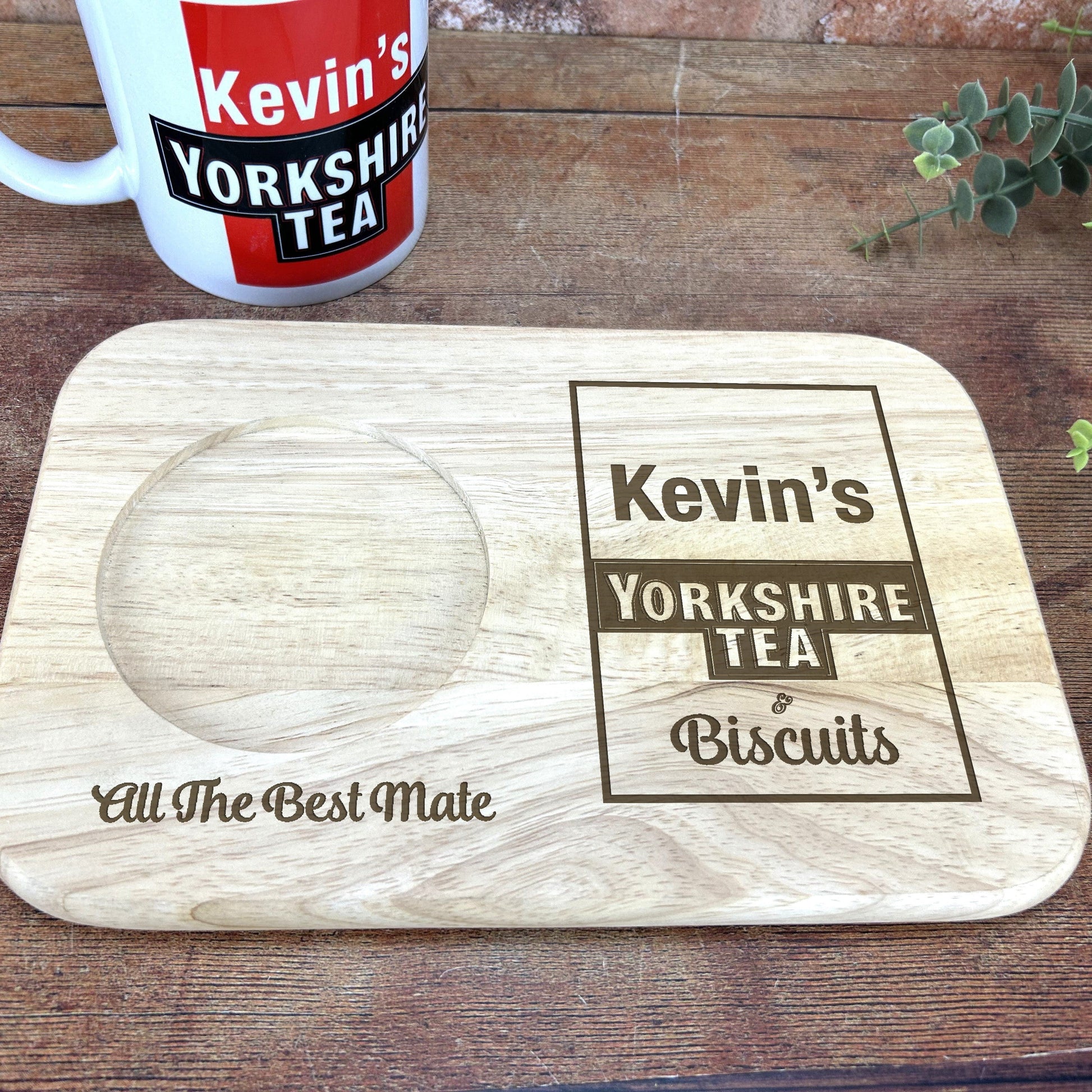 a cup of tea and a wooden coaster on a table