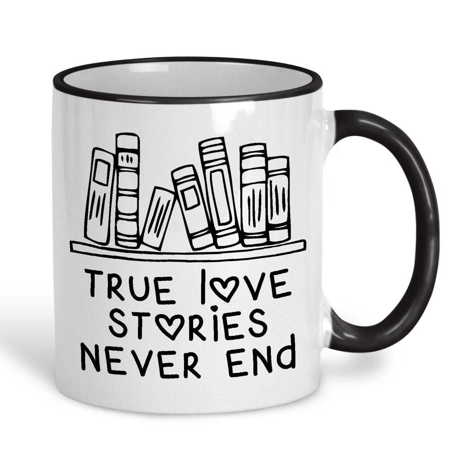 True Love Stories Never End Books Reading Personalised Mug