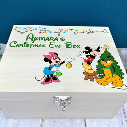 Mickey, Minnie & Pluto Christmas Tree Xmas Eve Wooden Box