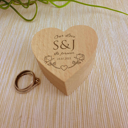 Our Love is Forever Wedding Ring Carrier Heart Box Personalised Engagement Gift