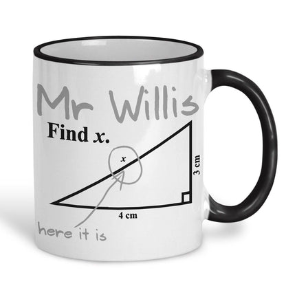 Find X Triangle Exam Question Maths Teacher Personalised Ceramic Mug