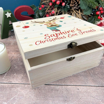 Hipster Deer Personalised Wooden Christmas Eve Box