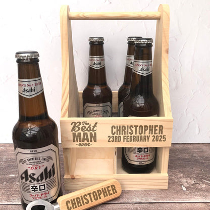 The Best Man Ever - Beer Carrier - Wedding Groom Groomsman Usher Ring Bearer - Personalised  Gift