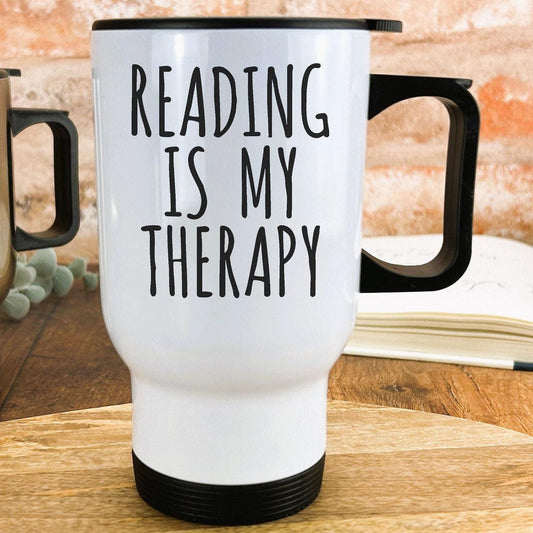 Reading Is My Therapy Travel Mug