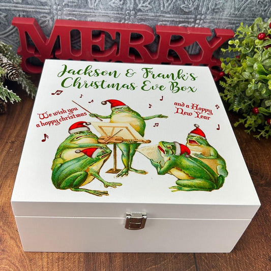Hoppy Christmas - Frog Christmas Carollers - Vintage Design - XMAS Eve Treat Box - Personalised Gift
