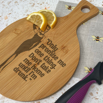 Breakfast at Tiffany's Audrey Hepburn Bamboo Paddle Chopping Board Garnish Drinking Gin Tonic Cocktails Home Bar