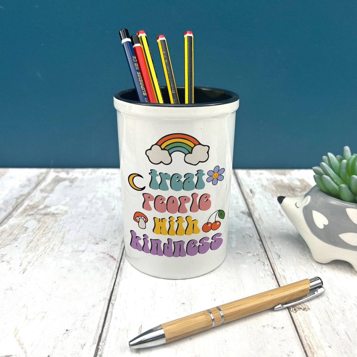 Treat People With Kindness Harry Styles Positivity Pencil Pen Pot Stationary Gift