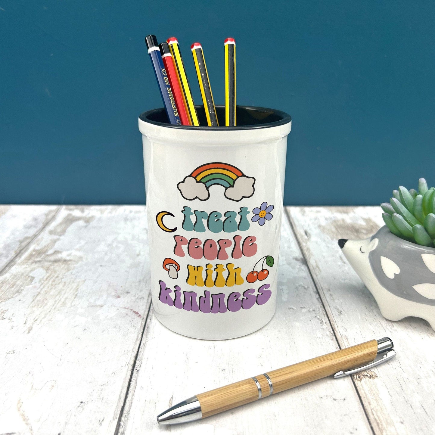 Treat People With Kindness Harry Styles Positivity Pencil Pen Pot Stationary Gift