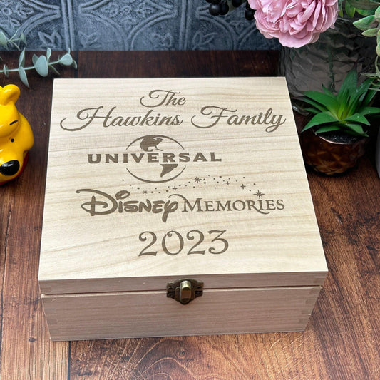 Disney & Universal Resort Family Memories Personalised Wooden Memory Box