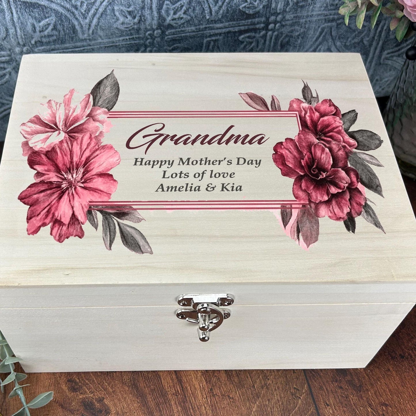 Mothers Day Floral Watercolour Illustration Personalised Luxury Memory Box