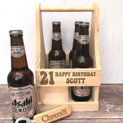 Birthday Beer Carrier Personalised - Any Age - Beer Bottle Carrier - 18th - 21st