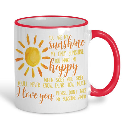 You Are My Sunshine Lyrics Love Personalised Mug