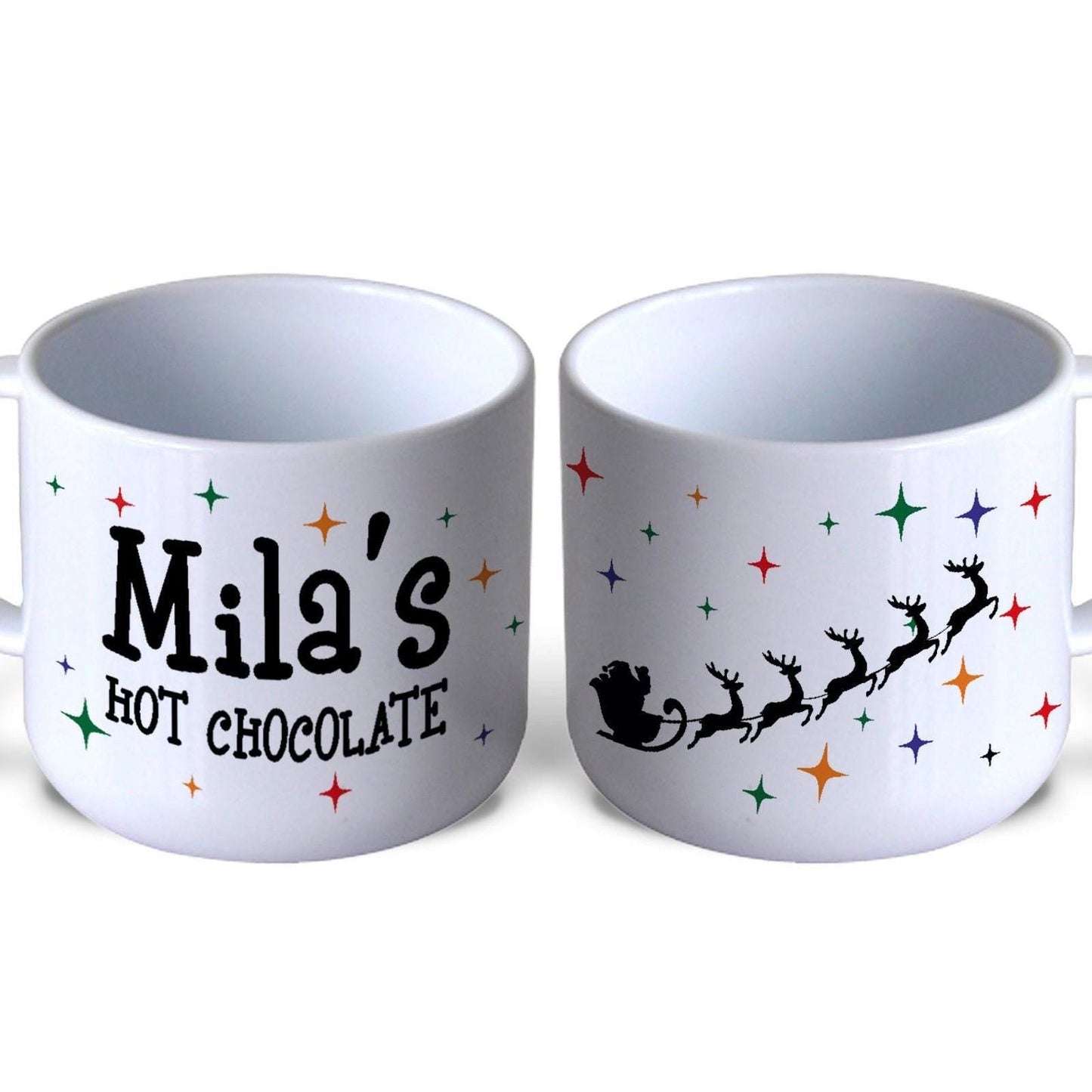 Santa Sleigh Christmas Hot Chocolate Polymer Mug Personalised Children Gift Kids Toddler 6oz Child Safe