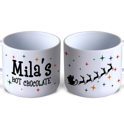Santa Sleigh Christmas Hot Chocolate Polymer Mug Personalised Children Gift Kids Toddler 6oz Child Safe