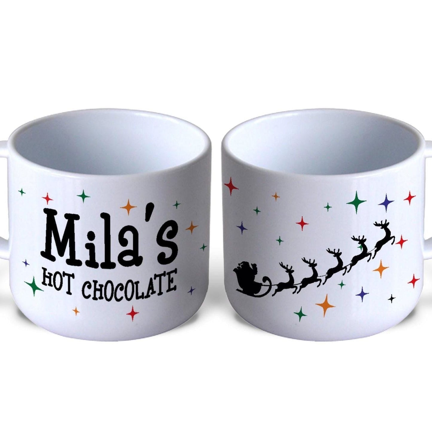 Santa Sleigh Christmas Hot Chocolate Polymer Mug Personalised Children Gift Kids Toddler 6oz Child Safe