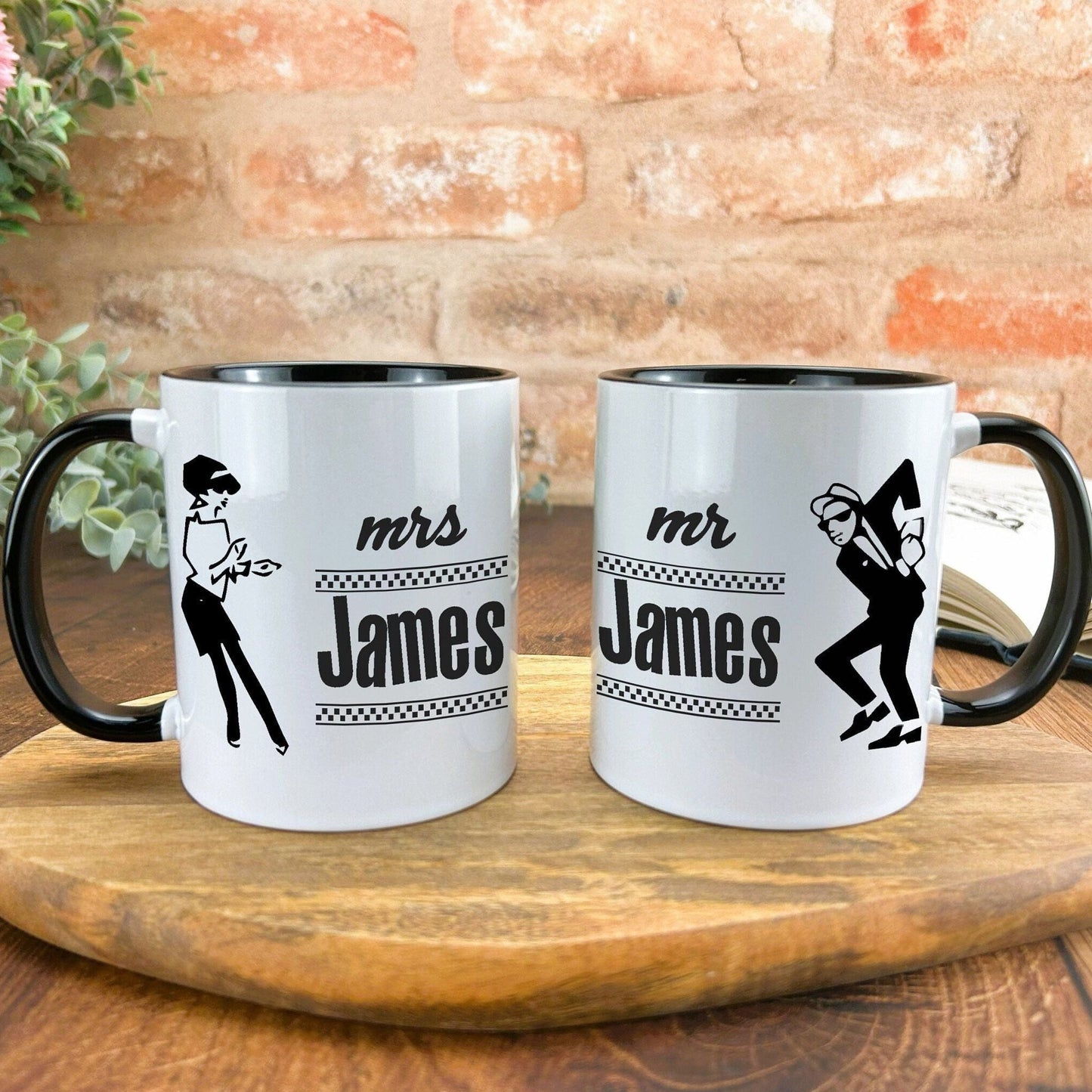 Ska Mr & Mrs Mug Set Two Tone Music Reggae Personalised Wedding Anniversary Gift Skank