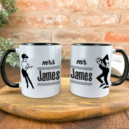 Ska Mr & Mrs Mug Set Two Tone Music Reggae Personalised Wedding Anniversary Gift Skank