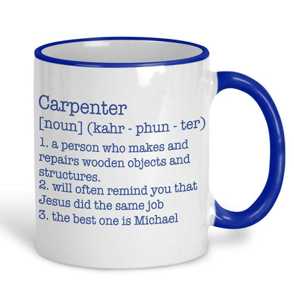 Carpenter Definition Personalised Mug Gift Secret Santa Worksite Trade New Job Profession