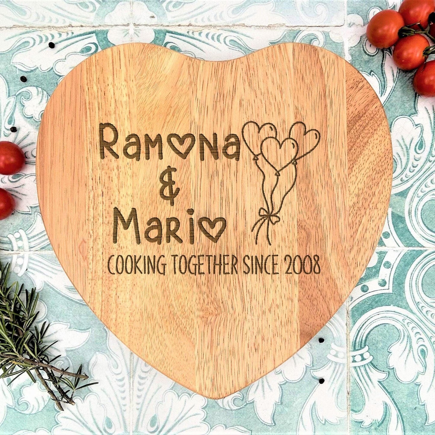 Couples Wooden Chopping Board - Cooking Together Since - Personalised Anniversary Gift