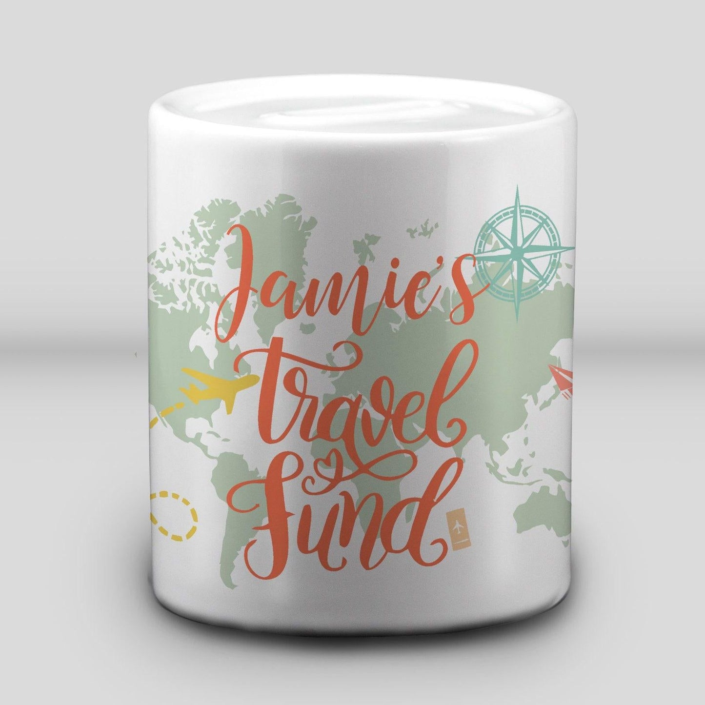 Travel Fund Mountains Design Money Box - Adventure Gift - Personalised Gap Year Savings