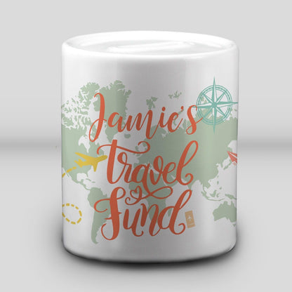 Travel Fund Mountains Design Money Box - Adventure Gift - Personalised Gap Year Savings