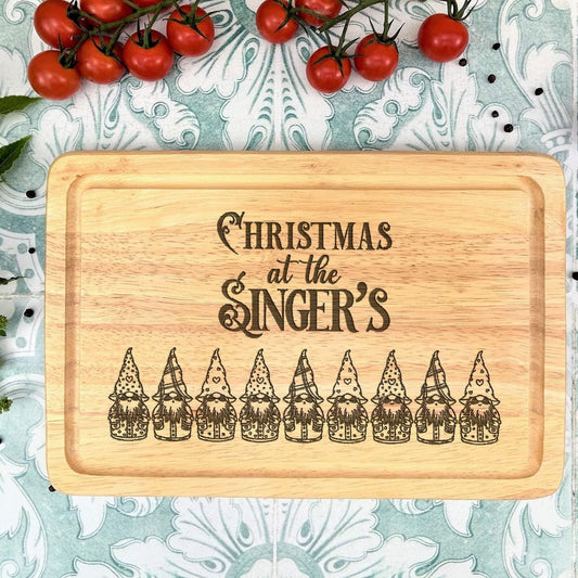 Christmas Gnomes Family Chopping Board Personalised Xmas Gift