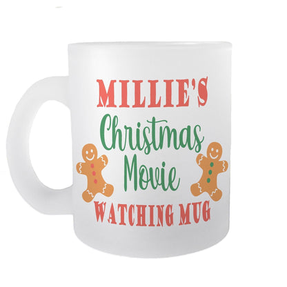 Gingerbread Christmas Movie Watching Mug Personalised Frosted Glass Secret Santa Gift XMAS Stocking Filler