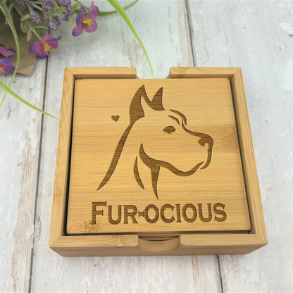 Great Dane Dog Engraved Bamboo Coaster Set New Home Décor House Warming Gift Christmas Gift Birthday Present Secret Santa