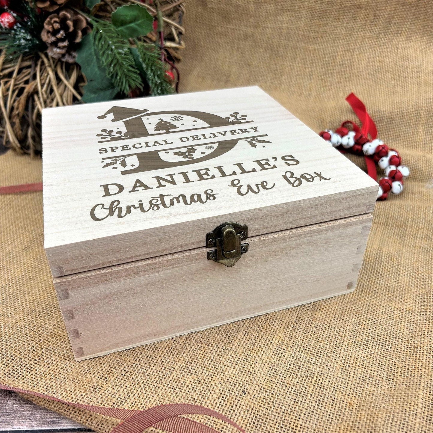Monogram Special Delivery Personalised Wooden Christmas Eve Box