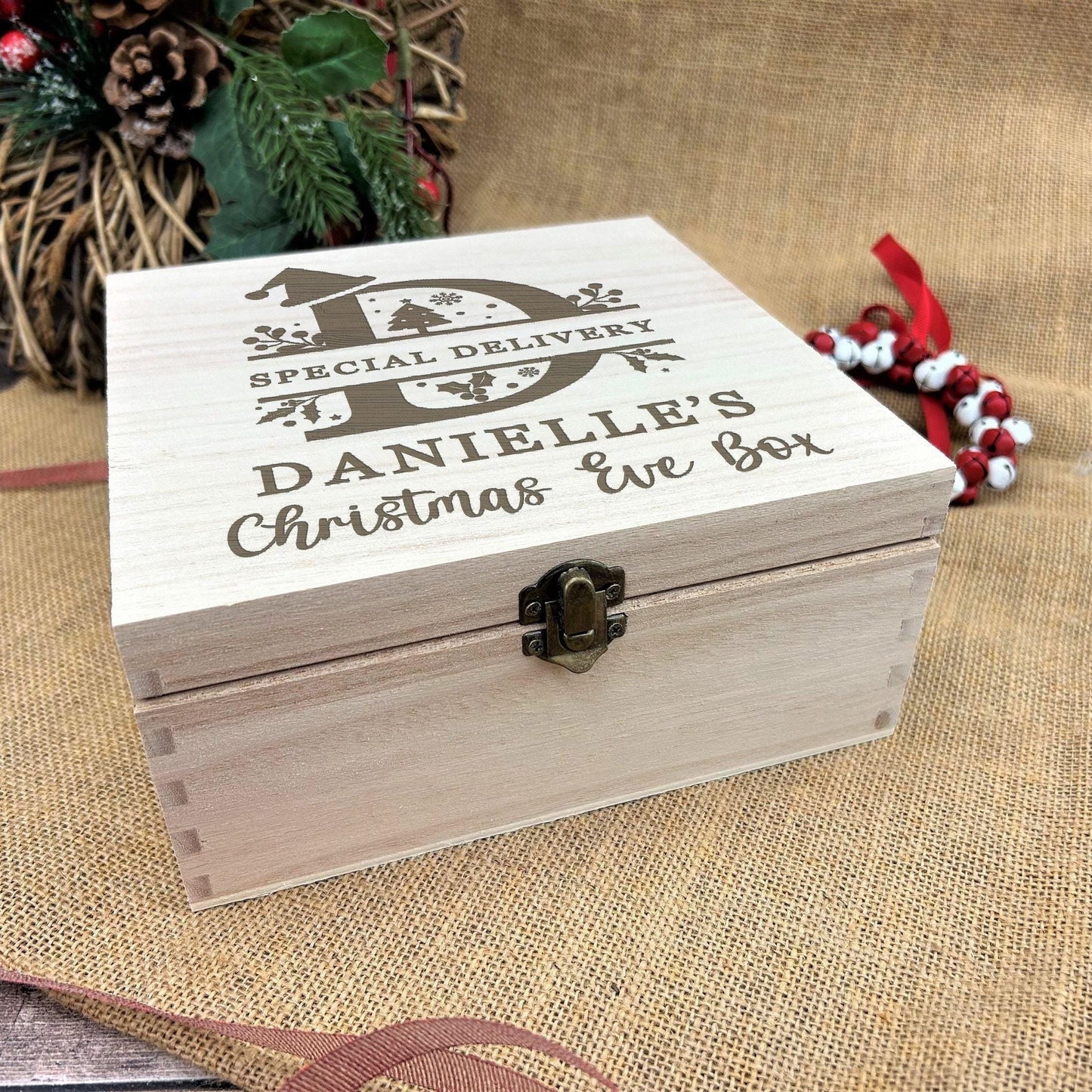 Monogram Special Delivery Personalised Wooden Christmas Eve Box