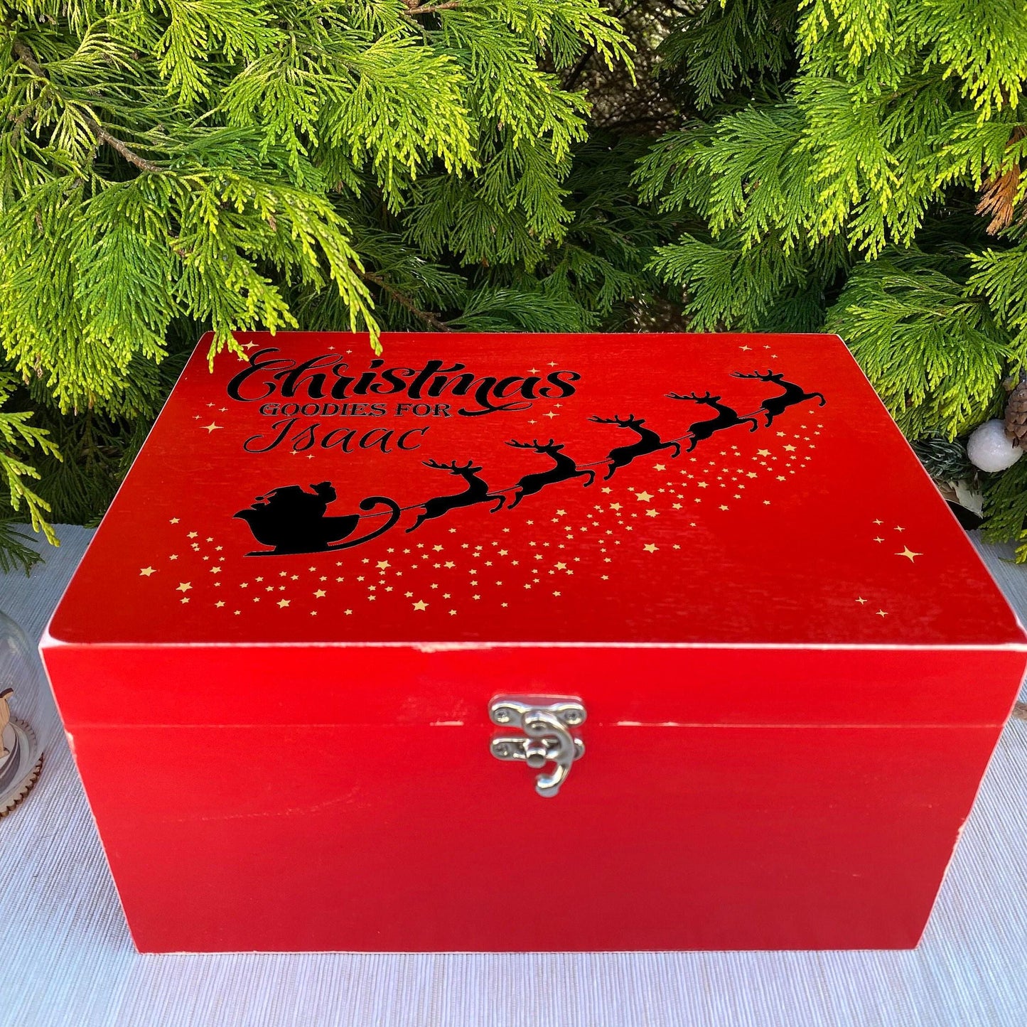 Santa Sleigh Reindeer Christmas Goodies - Xmas Eve Treat Box Personalised