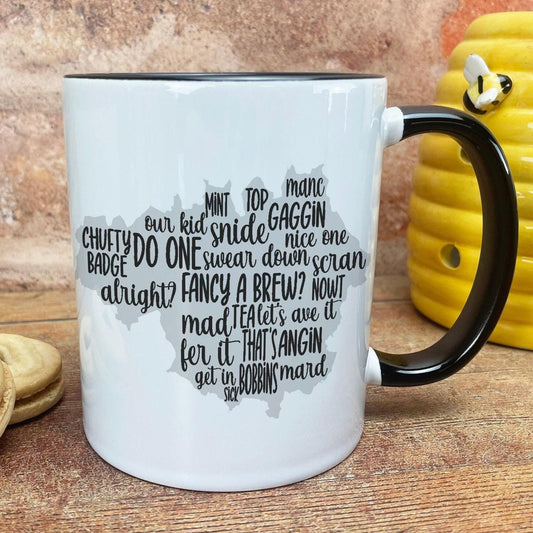 Manchester Map Mancunian Dialect - Personalised Ceramic Mug