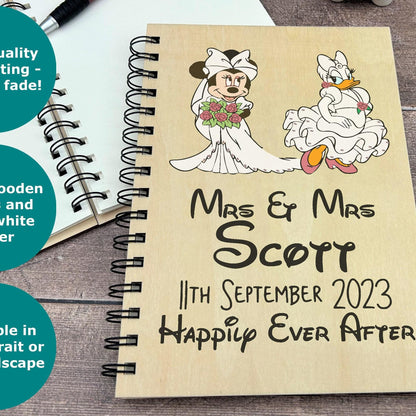 Minnie Mouse Daisy Duck Mrs & Mrs Disney - Personalised Wedding Guest Book