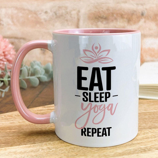 Eat Sleep Yoga Repeat White Personalised Coffee Tea Mug
