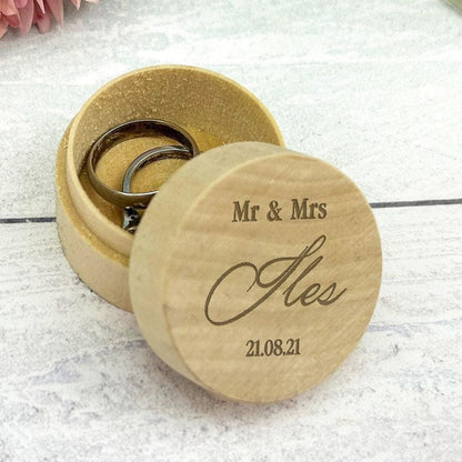 Mr & Mrs Name Date Wedding Ring Carrier Box Personalised Engagement Gift