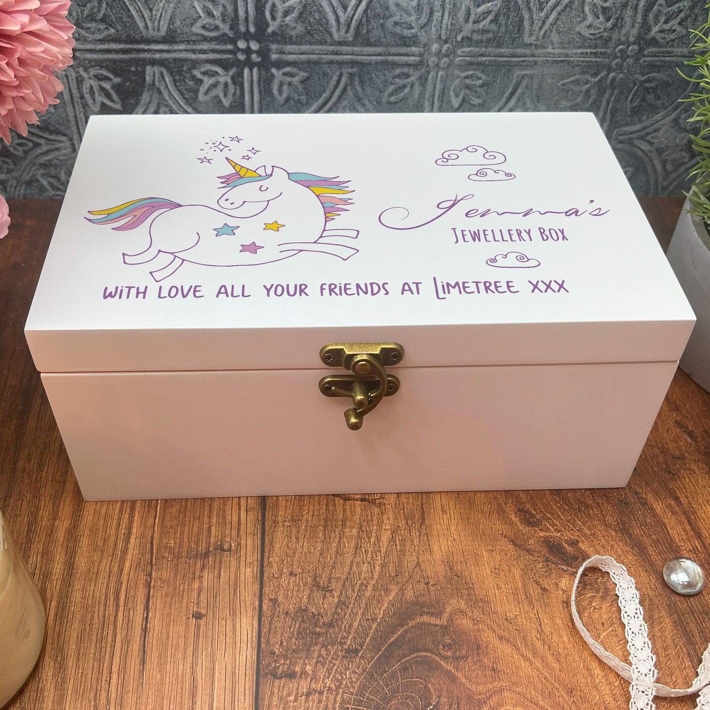 Magical Unicorn Personalised Jewellery Trinkets Box - Birthday Gift
