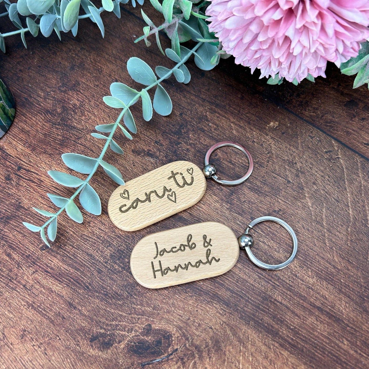 Caru Ti Welsh Language Our Home - Personalised Wooden Key Ring