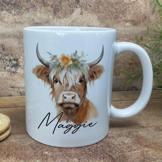 Highland Cow - Scotland Scottish Dialect - Personalised Ceramic Mug - Regional Gift - Perfect for Friend and Family.