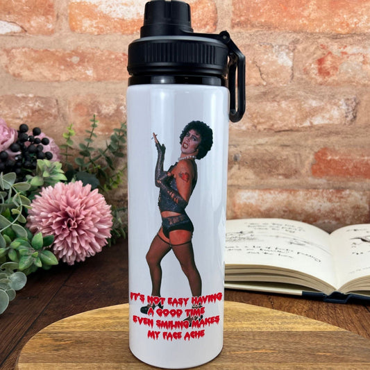 Rocky Horror Picture Show Frank N Furter Tim Curry Not Easy Having A Good Time Musical Movie Film Quote Poster Water Bottle Screw Cap Gift