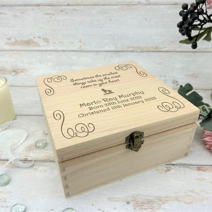 Pooh Bear Quote Wooden Memory Box Christening / New Baby Gift